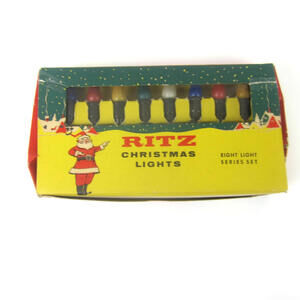Vintage Ritz Christmas Lights 8 String Set & Original Box Blue Red Yellow WORKS